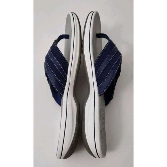 CLARKS Brinkley Jazz Flip Flop Women 9 Navy Blue Adjustable Strap Comfort Sandal - Picture 4 of 7